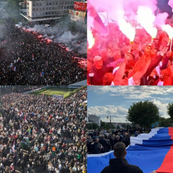 Razvijena najduža zastava Srbije; Veličanstveni prizori; "Nećemo stati" FOTO/VIDEO