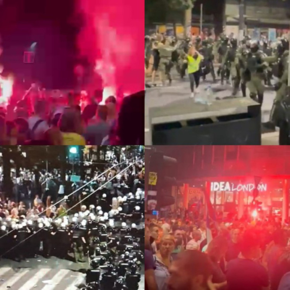 Kamenovana policija; Blokaderi sa maskama i palicama; Topovski udari FOTO/VIDEO