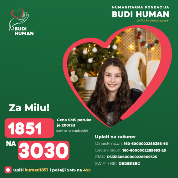 Budimo humani: Devojčici Mili potrebna pomoć za nastavak lečenja
