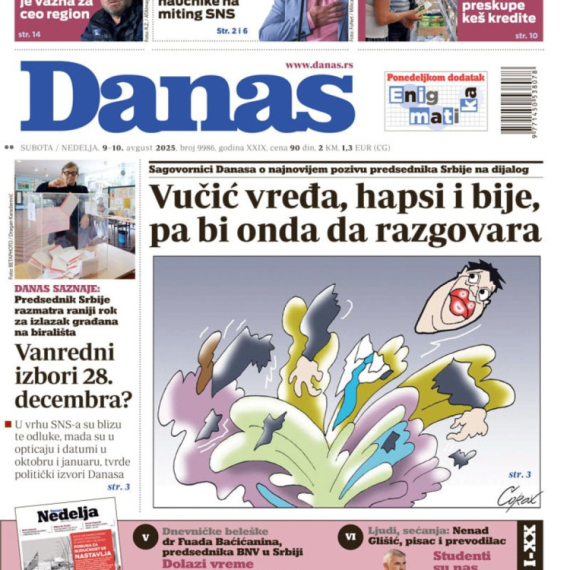 Vučević o naslovnoj strani Danasa: Strašne aluzije na smrt predsednika Vučića