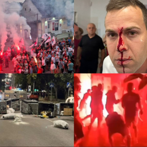 Zapalili prostorije SNS; Brutalno nasilje blokadera; Napadnuti građani; Više povređenih policajaca FOTO/VIDEO