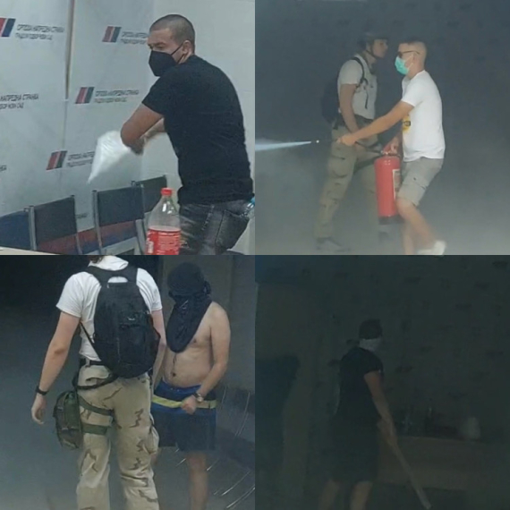 Maskirani blokaderi demolirali prostorije SNS u Novom Sadu: Razbijena stakla, iznesen nameštaj VIDEO