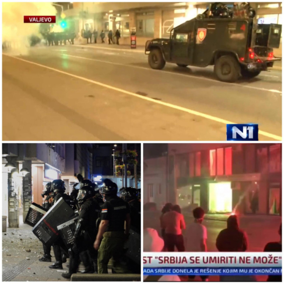 Jeziv teror: Demolirana zgrada Tužilaštva; Policiju napali pirotehnikom; Odzvanjaju topovski udari FOTO/VIDEO