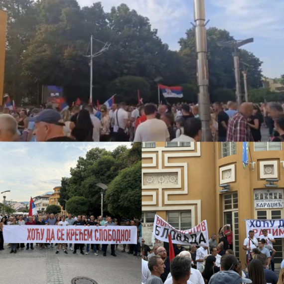 Veliki skup u Loznici; Razvijen moćan transparent: "Hoću da se krećem slobodno!" FOTO/VIDEO