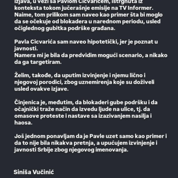 Oglasio se Vučinić: Izjava o Cicvariću istrgnuta iz konteksta, ali činjenica je, blokaderi gube podršku FOTO