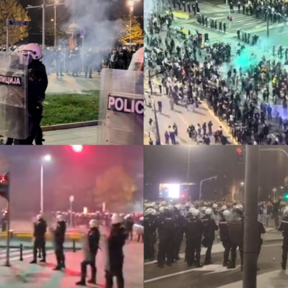 Neredi ispred Narodne skupštine; Blokaderi bacaju kamenje i flaše; Topovski udari FOTO/VIDEO