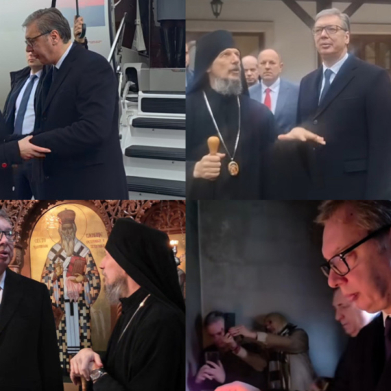 Vučić na svečanosti povodom otvaranja bolnice; Obišao Duhovni centar; Dočekali ga mitropolit Dimitrije i Dodik