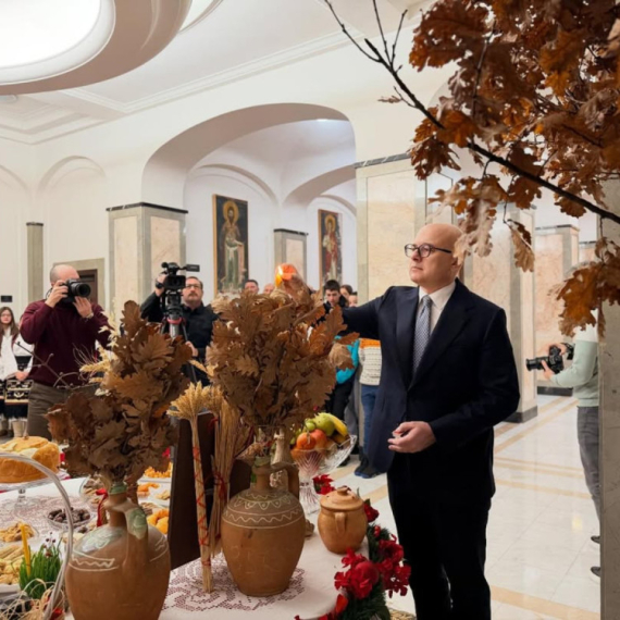 Vučević uneo badnjak u zgradu Predsedništva i primio decu iz Prijedora, Bosanskog Grahova i Herceg Novog FOTO