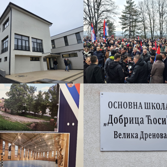 Vučić na otvaranju rekonstruisane OŠ "Dobrica Ćosić" u Trsteniku; Veliki broj građana ga dočekao FOTO