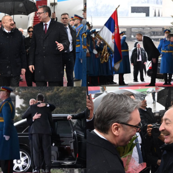 Alijev u poseti Srbiji: Vučić ga dočekao na aerodromu; Upriličena svečanost ispred Palate Srbija FOTO