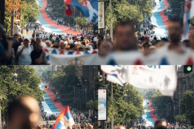 Slika za Veličanstven prizor na ulicama Beograda: Najveću srpsku trobojku nosi 2.500 ljudi – dugačka je 500 metara FOTO