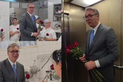 Slika za Vučić podelio ruže ženama u zgradi Predsedništva: "Imao sam želju da im kažem kako mi mnogo znače" VIDEO