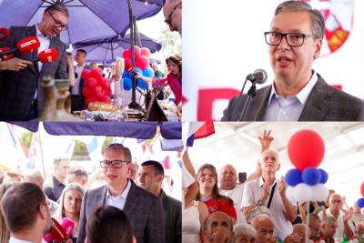 Slika za Orilo se "Aco, Srbine" i "pobeda" u Lapovu; Vučić: "Čuvali ste svoju šljivu, čuvali ste Srbiju" VIDEO
