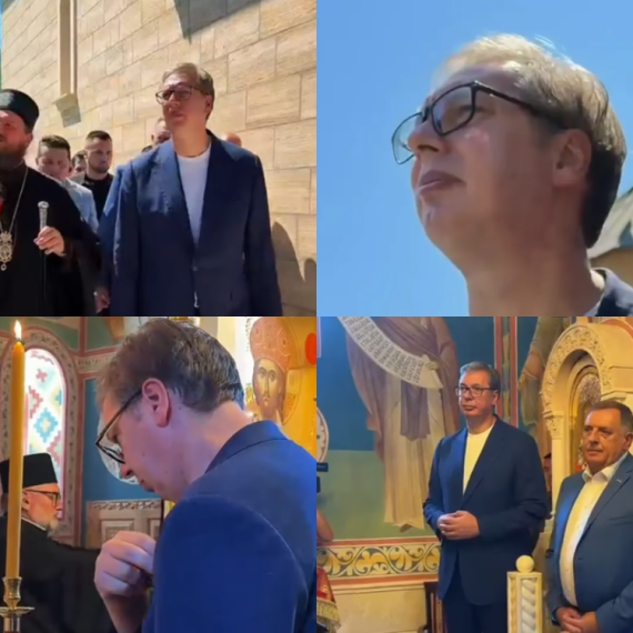 Vučić u manastiru Rmanj; Dočekao ga vladika Sergije; "Ne postoje bosanski ili hrvatski Srbi, mi smo svi Srbi"