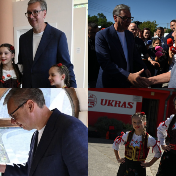 Vučić u Jagodini: Dočekao ga veliki broj građana; Ori se "Aco, Srbine"; Obišao grob Dragana Markovića Palme