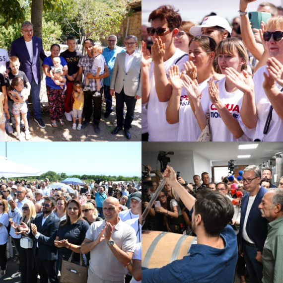Vučić u selu Vitoševac; Razgovara sa građanima; Obišao vinariju Bora kod Rekovca FOTO
