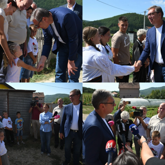 Vučić u Raškom okrugu: Dočekali ga meštani; Obišao porodicu Bugarić u Deževi FOTO/VIDEO