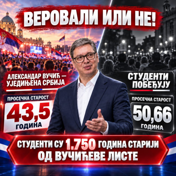 "Studenti" su 1.750 godina stariji od Vučićeve liste; Prosek godina Vučićeve liste 43,5, a "studentske" 50,6