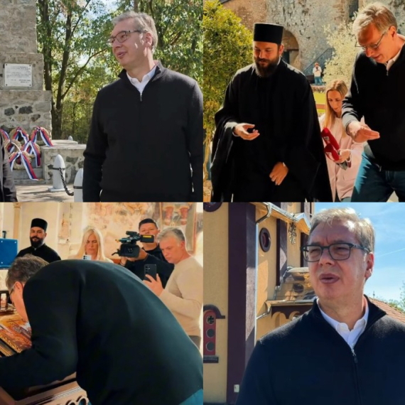Vučić obilazi Srbiju; Razgovarao s narodom u selu Krušar; Posetio manastir Manasiju VIDEO