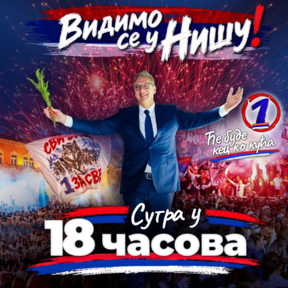 Vučić pozvao građane na veliki skup; "Vidimo se sutra u Nišu"