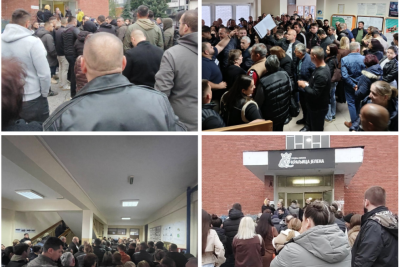 Slika za Neverovarne scene; Građani sa KiM stigli rano jutros na glasanje; Gužve su ogromne FOTO