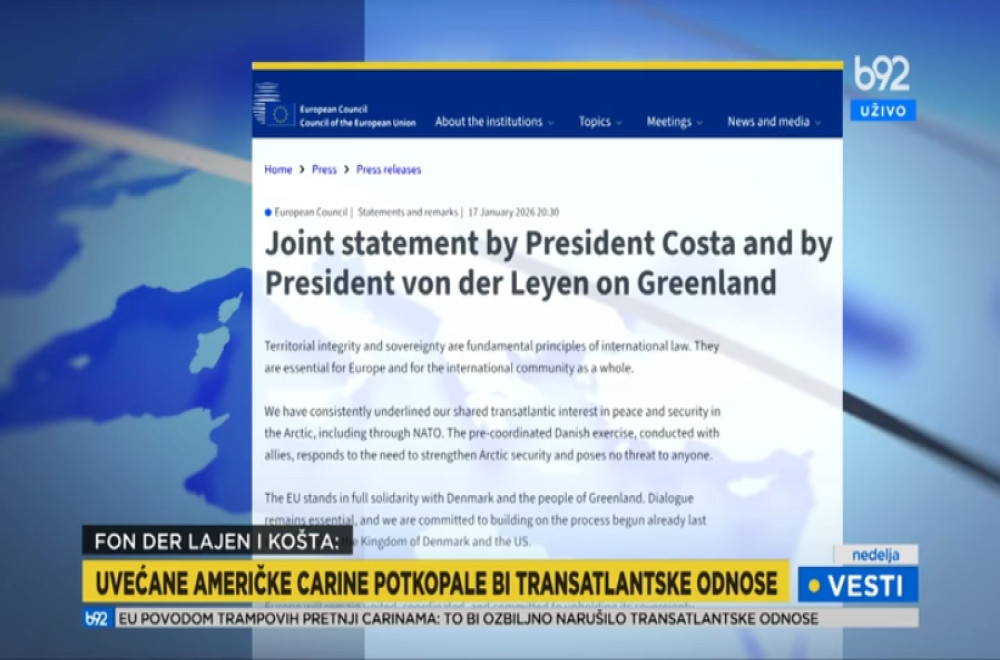 Vesti B92 u 16h 18.01.2026.